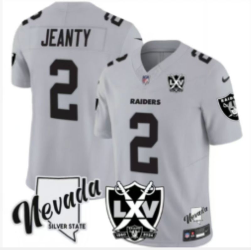 Men 2025 Oakland Raiders 2 Jeanty Grey Retro Third Generation Nike Limited NFL Jersey style 04
